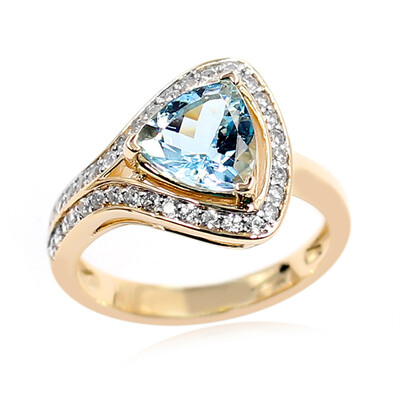 Gouden ring met een Ofiki Aquamarijn