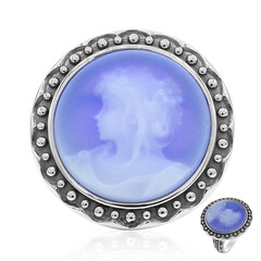 Zilveren ring met een blauwe kant agaat