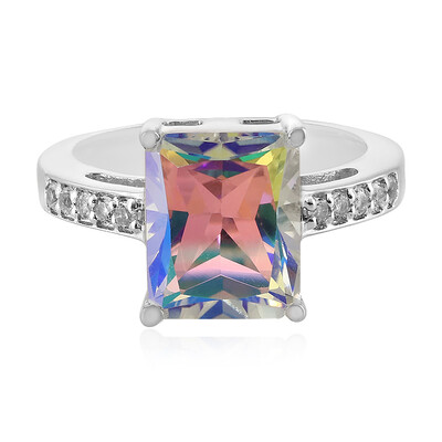 Zilveren ring met een regenboog-topaas