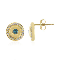 Gouden oorbellen met I4 Blauwe DIamanten