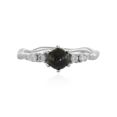 Zilveren ring met een Indische Ster Diopsied