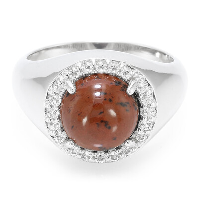 Zilveren ring met een mahonie obsidiaan