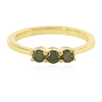 Zilveren ring met I3 Groene Diamanten