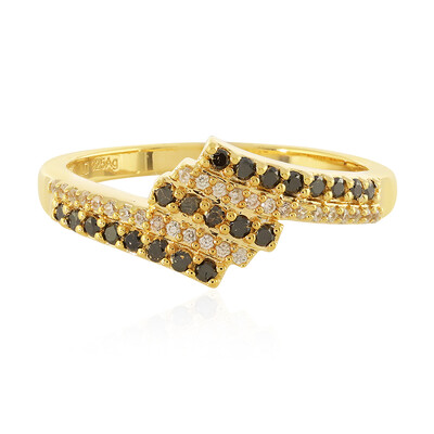 Zilveren ring met zwarte diamanten