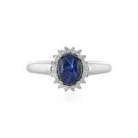 Zilveren ring met een blauwe ster saffier