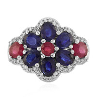 Zilveren ring met Madagaskar Blauwe Saffieren