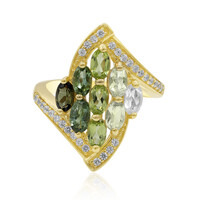 Zilveren ring met groene toermalijnen