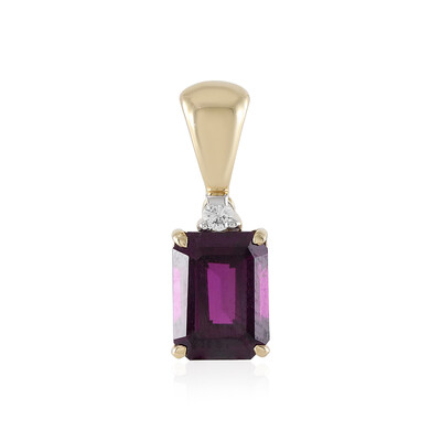 Gouden hanger met een magenta granaat