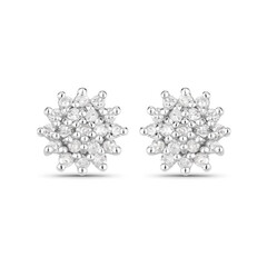 Zilveren oorbellen met I3 (J) Diamanten