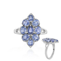 Zilveren ring met een Ceylon saffier