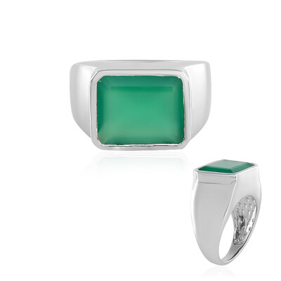Zilveren ring met een Groene onyx