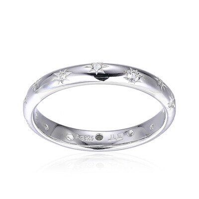 Zilveren ring met witte topaasstenen