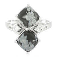 Zilveren ring met sneewvlokken obsidiaanstenen