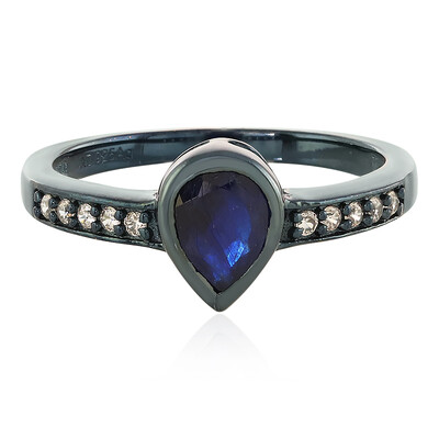 Zilveren ring met een Madagaskar Blauwe Saffier