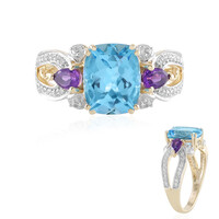 Gouden ring met een Zwitsers-blauwe topaas (SUHANA)