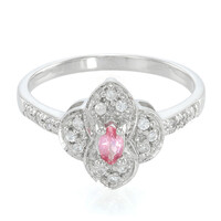 Zilveren ring met een Padparadscha saffier
