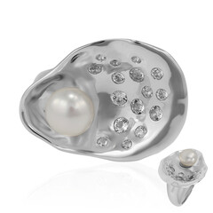 Zilveren ring met een zoetwater kweekparel