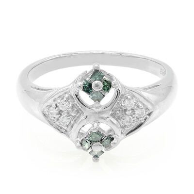 Zilveren ring met bosgroene diamanten