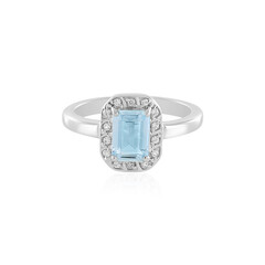 Zilveren ring met een aquamarijn