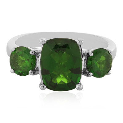 Zilveren ring met een Russische diopsied