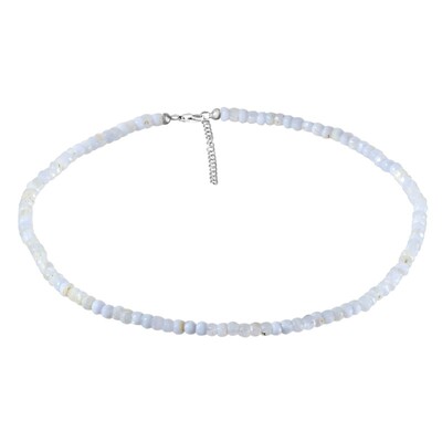 Zilveren halsketting met Blauwe chalcedonen