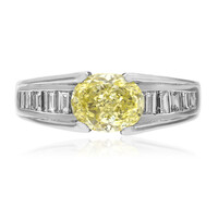Platinaen ring met een gele SI2 diamant (CIRARI)