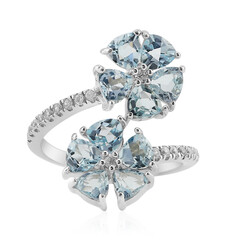 Zilveren ring met hemel-blauwe topaasstenen