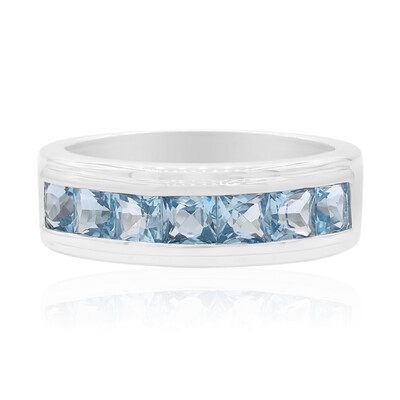 Zilveren ring met Zwitsers-blauwe topaasstenen