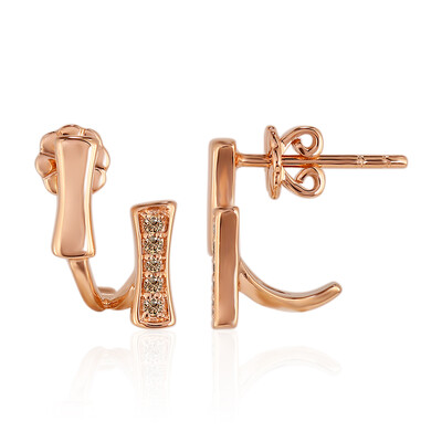 Gouden oorbellen met SI1 Argyle Rose De France Diamanten (Annette)