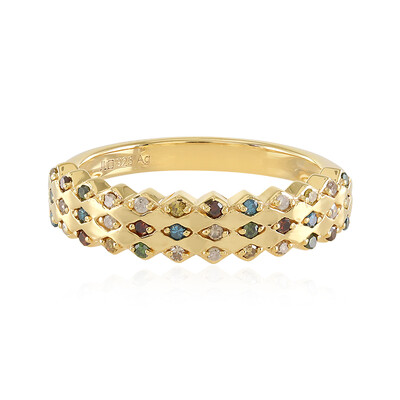 Zilveren ring met I3 Champagne Diamanten