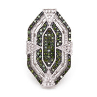 Zilveren ring met groene diamanten