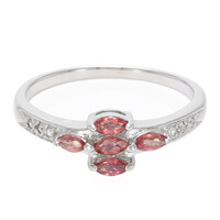 Zilveren ring met avondrode robijn