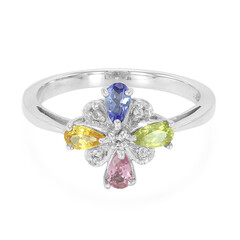 Zilveren ring met edelstenen