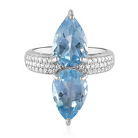 Zilveren ring met hemel-blauwe topaasstenen