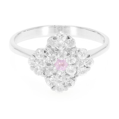 Zilveren ring met een Ceylon roze saffier