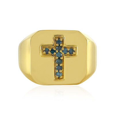 Zilveren ring met I4 Blauwe DIamanten