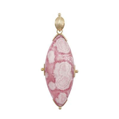 Zilveren hanger met een rhodochrosiet (Bali Barong)