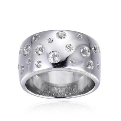 Zilveren ring met witte topaasstenen