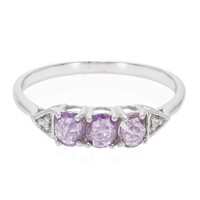 Zilveren ring met Onverhitte Purper Saffieren