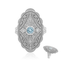 Zilveren ring met een hemel-blauwe topaas
