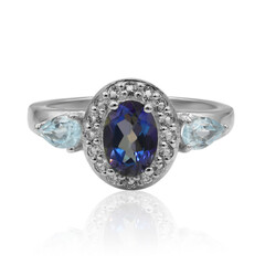 Zilveren ring met een blauwe mystieke-topaas