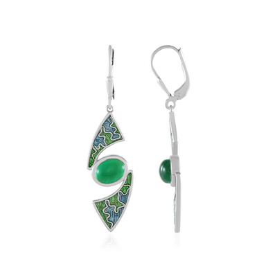 Zilveren oorbellen met Groene onyxen (Adela Silber)