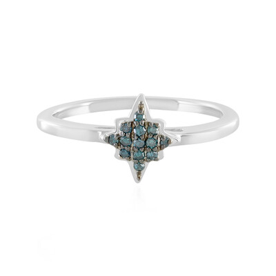 Zilveren ring met blauwe SI1 diamanten