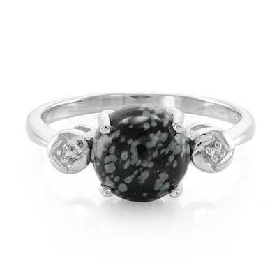 Zilveren ring met een sneeuwvlokken obsidiaan