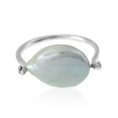 Zilveren ring met een zoetwater kweekparel