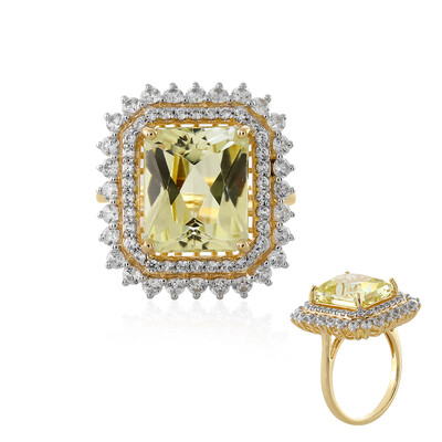 Gouden ring met een kanariegele kunziet