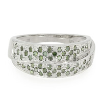 Zilveren ring met bosgroene diamanten