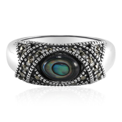 Zilveren ring met een Abalone schelp