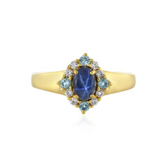 Zilveren ring met een blauwe ster saffier