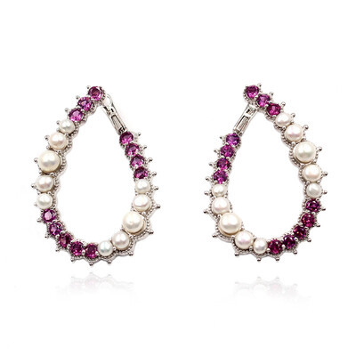 Zilveren oorbellen met rhodolieten (Dallas Prince Designs)